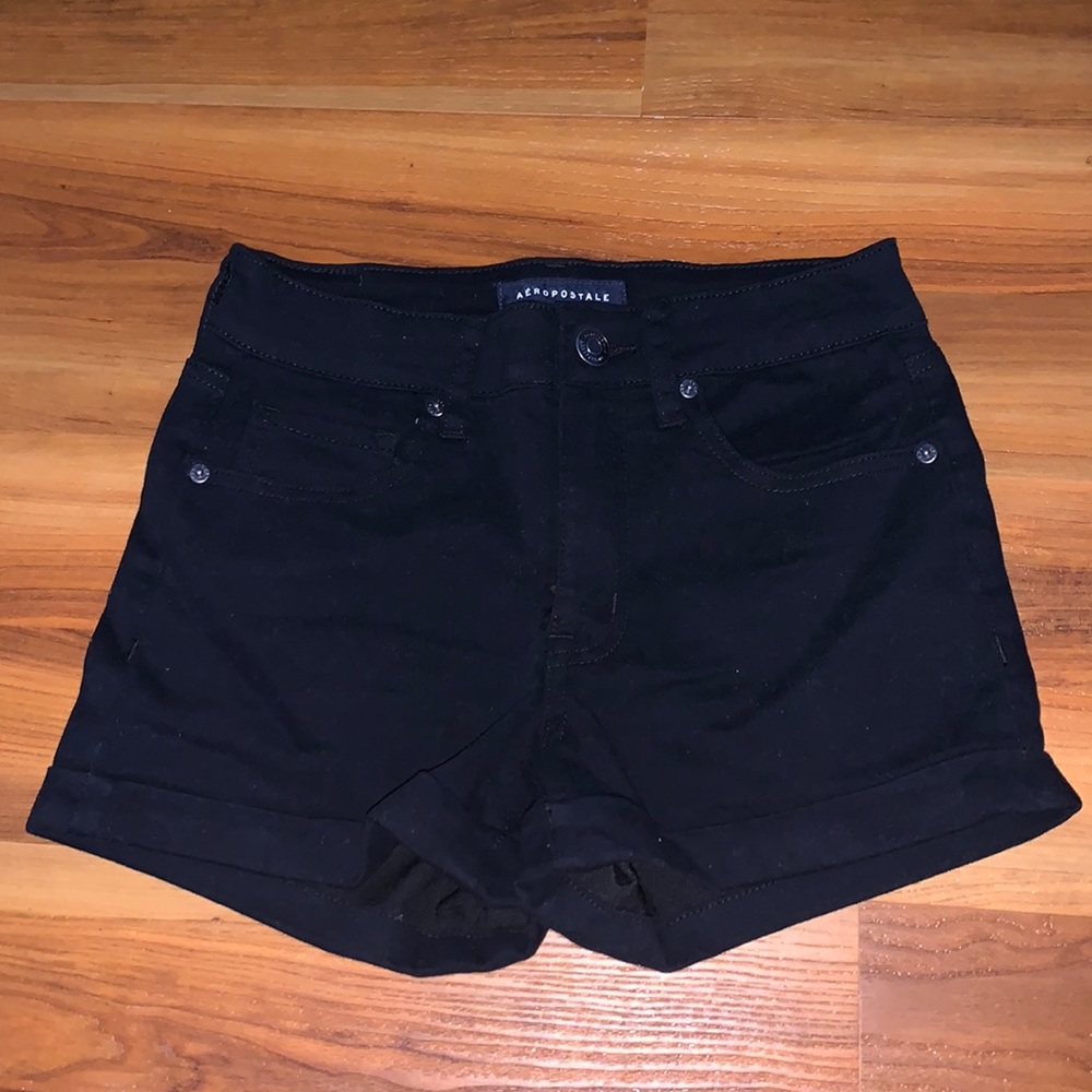 Black high wasted midi shorts